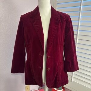 Women's Burgundy Velvet Blazer